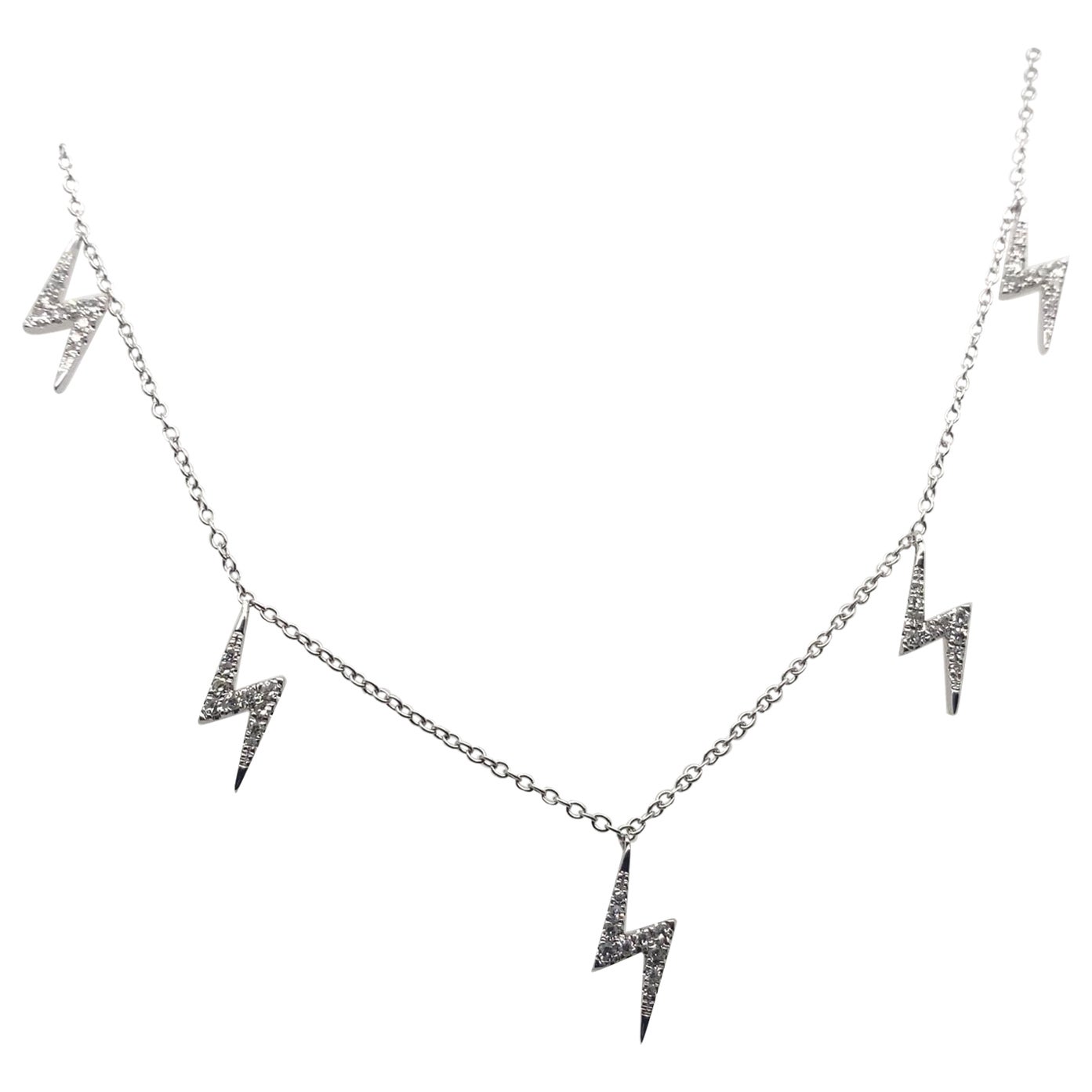 Collana di diamanti Lightning Bolt in oro bianco 18 carati in vendita