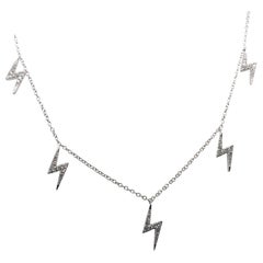 Lightning Bolt Diamond Necklace 18 Karat White Gold
