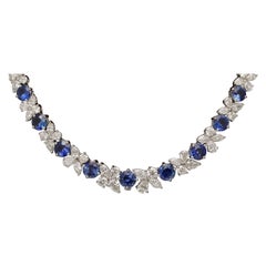 Blue Sapphire and Diamond Necklace 