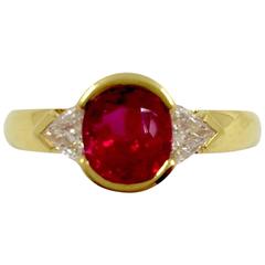 Burma Ruby Diamond Gold Ring