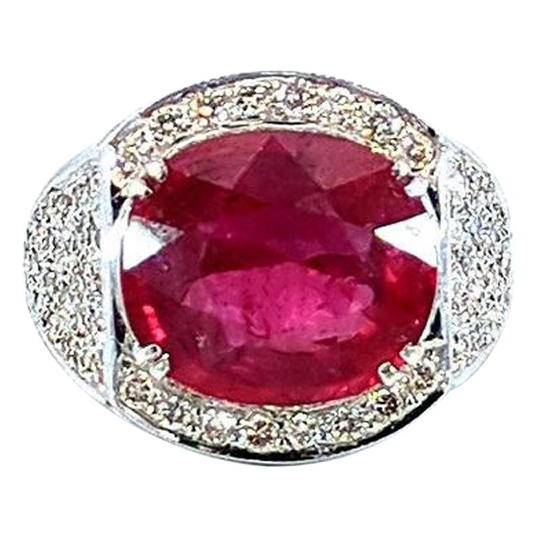 11 Carat Natural Ruby Ring and 2.3 carat Diamond Cocktail Ring For Sale