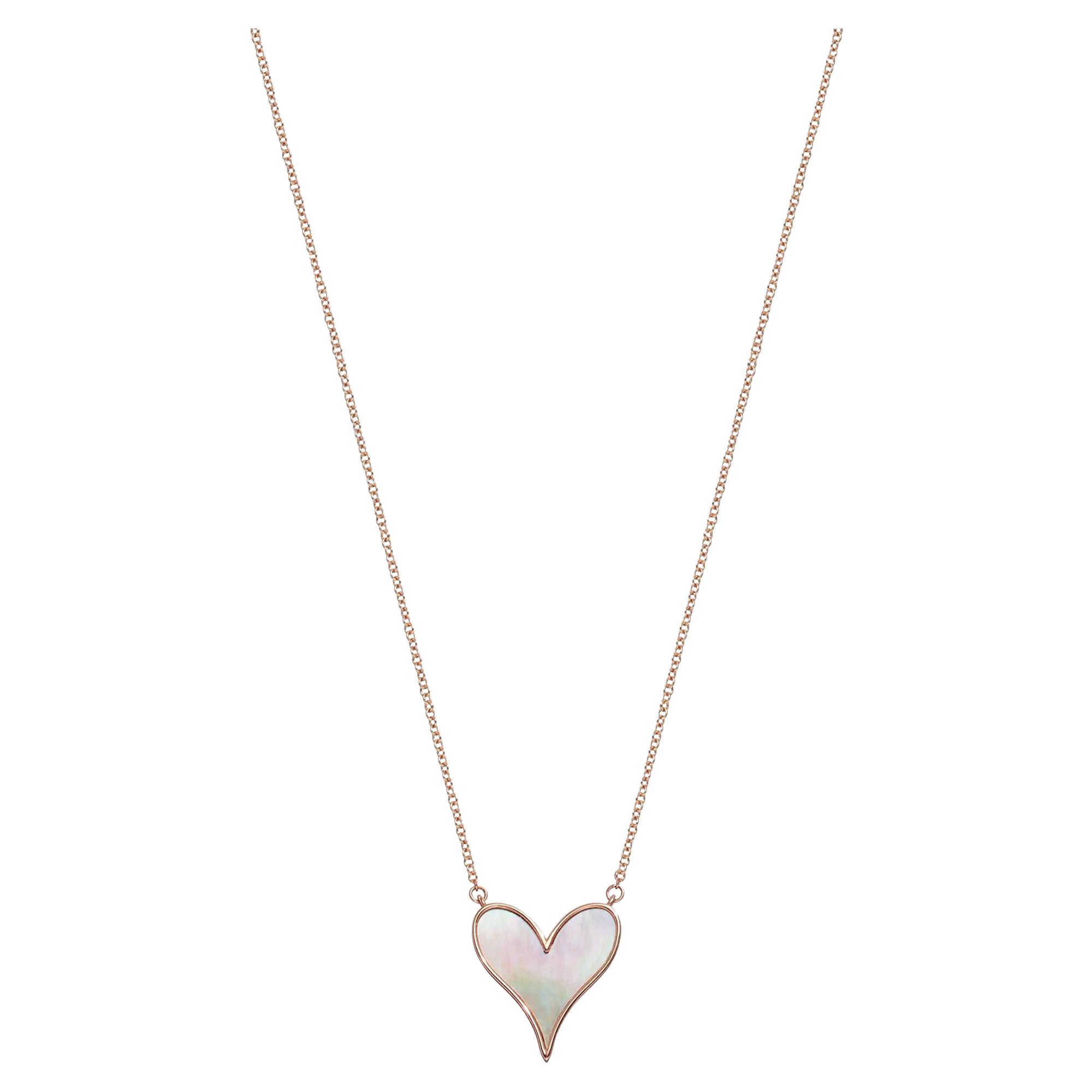 Roseate Jewelry Heart Pendant 15mm in 18k Rose Gold and Mother-of-Pearl For Sale