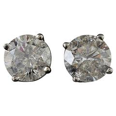 4.13 Carats Diamonds Gold Stud Earrings 6