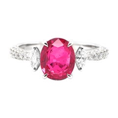 GIA Certified 3.17 Carat Siam Ruby and Diamond Cocktail Ring Made in Platinum