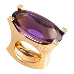 Van Cleef and Arpels Amethyst Diamond Yellow Gold 18K Ring
