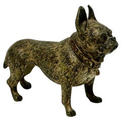 Antique French Bulldog Frenchie Dog Austrian Vienna Bronze Circa 1900 Miniature Bronze