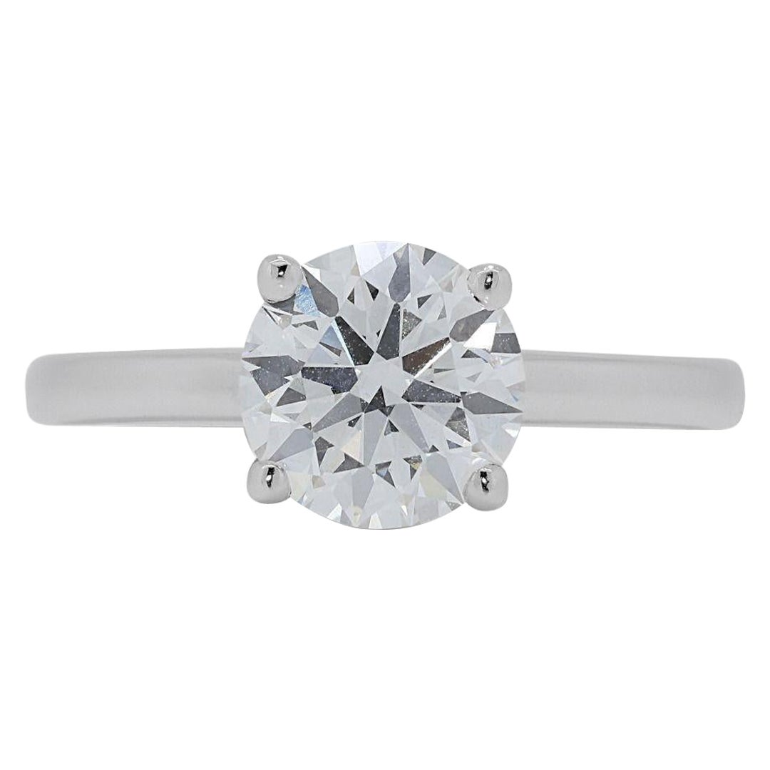 Elegant 1.30ct Diamond Solitaire Ring in 18k White Gold For Sale