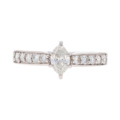 White Gold Diamond Engagement Ring - 14k Marquise 1.03ctw Cathedral