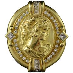 1.00 Carats Diamonds Gold Relief Brooch Pendant 11