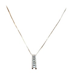 Modern Linear 14k Yellow Gold .75 ct Diamond Necklace with Appraisal