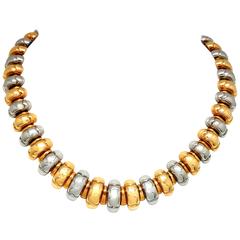 Bulgari Two Color Gold Choker Link Necklace