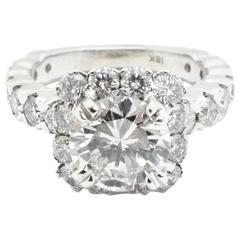 2.08 Carat Round GIA Diamond Halo Gold Custom Engagement Ring