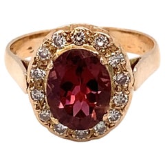 Turmalin Diamant Gold Halo Ring
