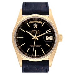 Vintage Rolex President Day-Date Yellow Gold Black Dial Mens Watch 18038