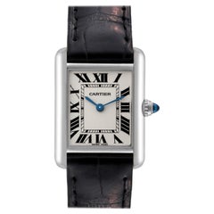 Cartier Tank Louis White Gold Black Strap Ladies Watch W1541056