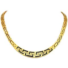 Sapphire Diamond Gold Greek Key Collar Necklace