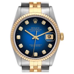 Rolex Datejust Vignette Diamond Dial Steel Yellow Gold Watch 16233 Box Papers