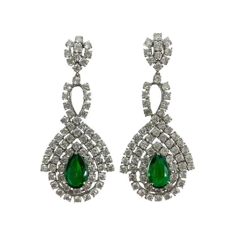 Emerald Pear Earrings 2.94 Cts