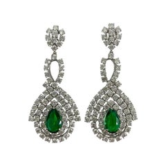 Emerald Pear Earrings 2.94 Cts