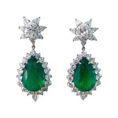 Emerald Pear Earrings 18.03 Cts