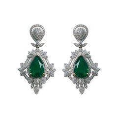 8.04 Carat Emerald Pear Dangle Earrings