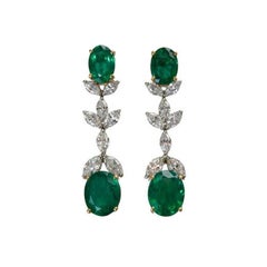 12.00 Ct Emerald Dangle Earrings