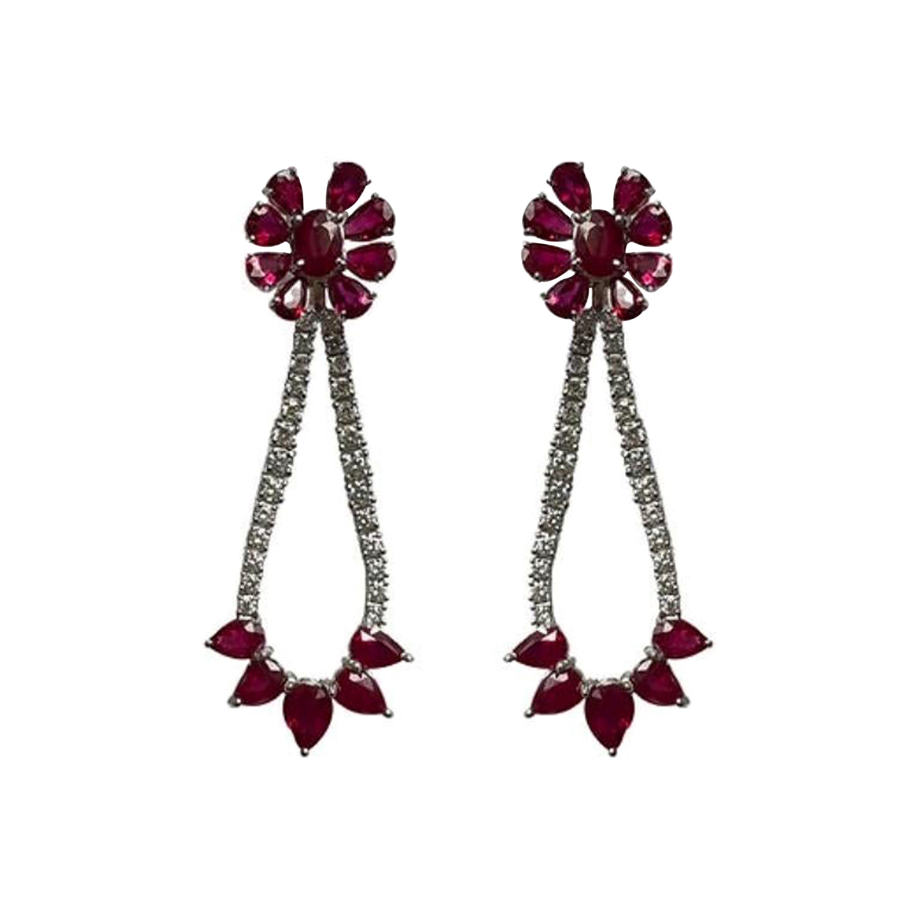 16.27 Carat Ruby Dangle Earrings