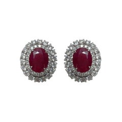 3.59 Ct Ruby Oval Earrings