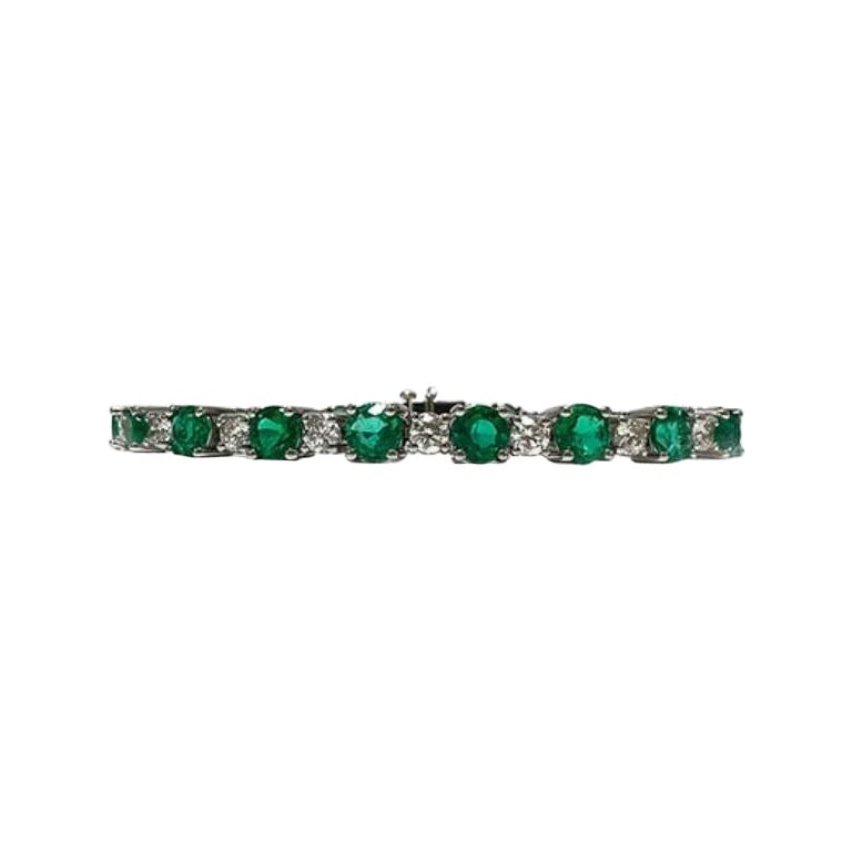 7.38 Ct Colombian Emerald Tennis Bracelet For Sale