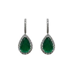 7.60 Ct Emerald Drop Earrings
