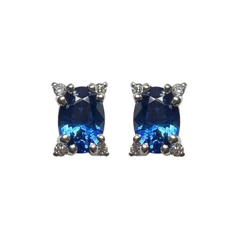 1.38 Ct Sapphire Oval Studs For Sale