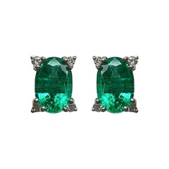 1.39 Ct Emerald Oval Studs