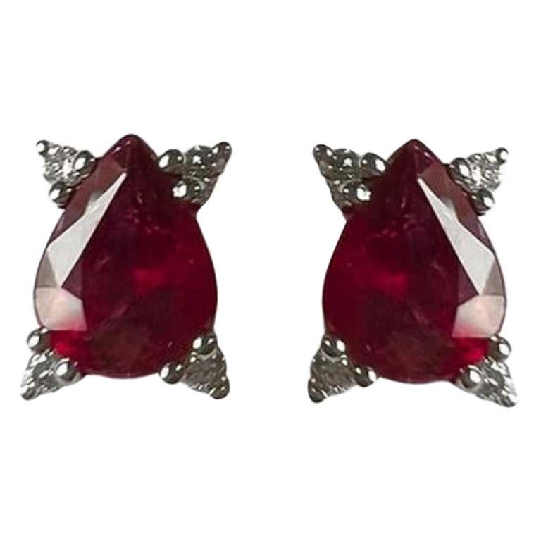 3.50 Ct Ruby Emerald Cut Studs For Sale at 1stDibs