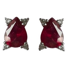 1.69 Ct Ruby Pear Studs