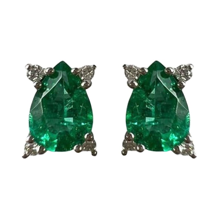 1.17 Carat Emerald Pear Studs 7x5