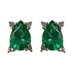 1.17 Carat Emerald Pear Studs 7x5