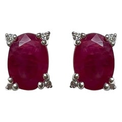 2.02 Carat Ruby Oval Studs 7x5