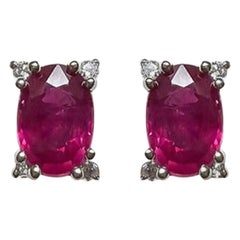 1.22 Carat Ruby Oval Studs 6x4