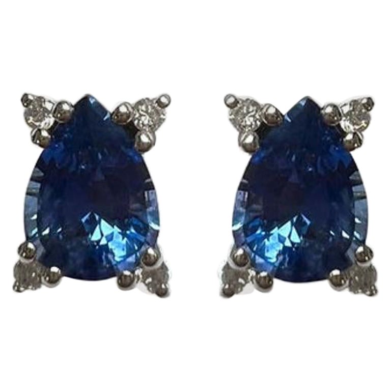 1.47 Ct Sapphire Pear Studs For Sale