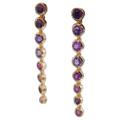 5.47 Carat Purple Sapphire Bezel Earrings