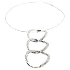 18k White Gold and 2.61 Carat Triple Loop Pendant Necklace