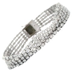 5.38ct Five-Row Diamond Tennis Bracelet 18k White Gold