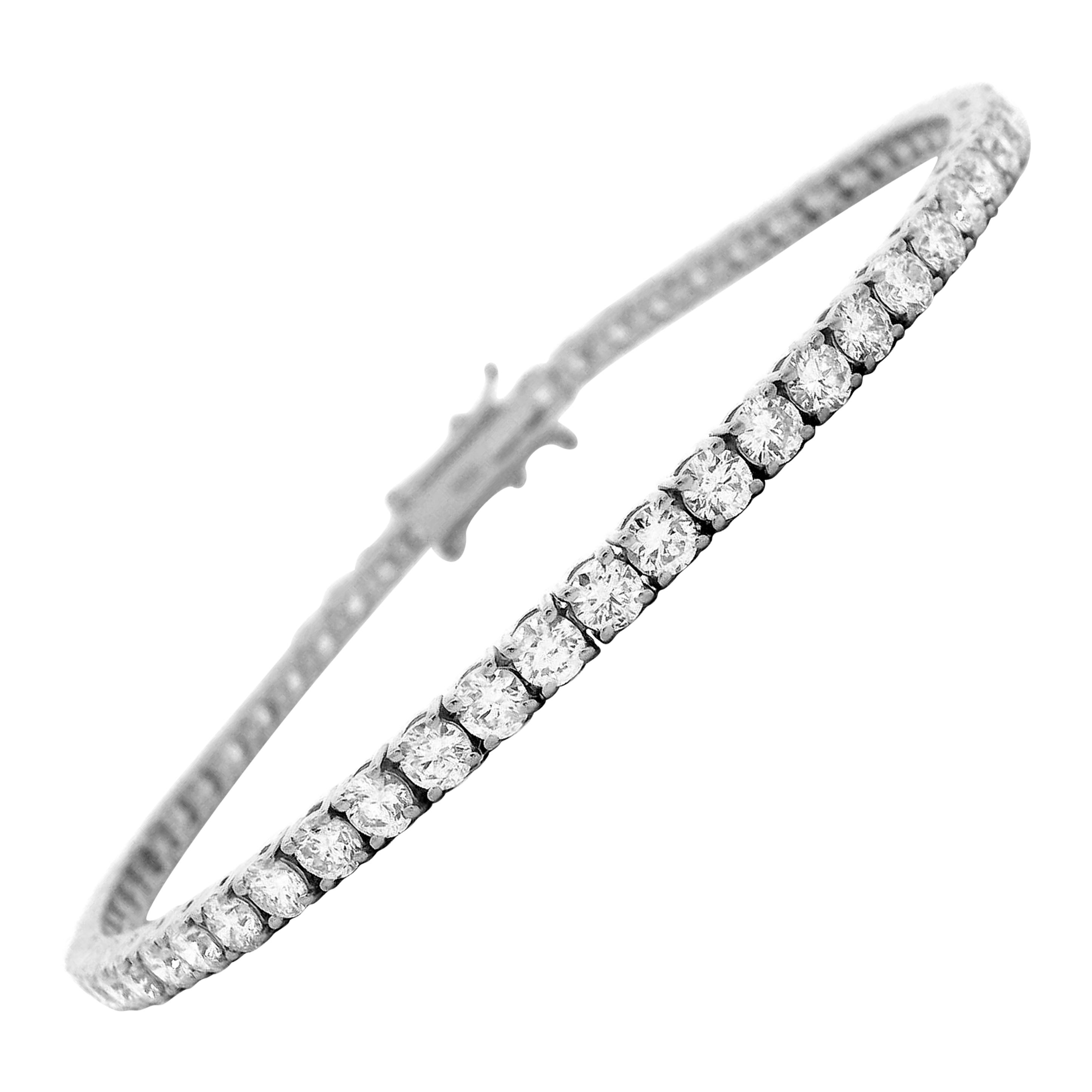 Alexander Beverly Hills Bracelet tennis en or blanc 18 carats avec diamants 5,16 carats D-F