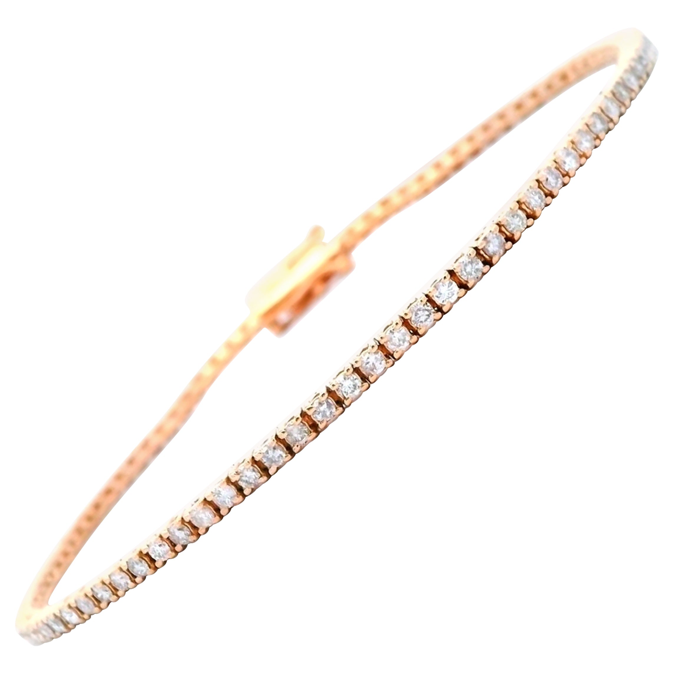 Alexander Beverly Hills 1.35ct Diamond Tennis Bracelet 14-Karat Rose Gold For Sale