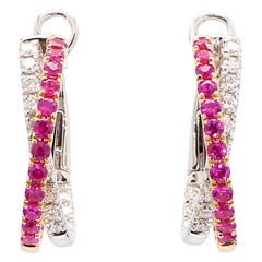 Ohrringe aus Roségold mit natürlichem rosafarbenem, rundem Saphir und weißem Diamant 2.01 Karat