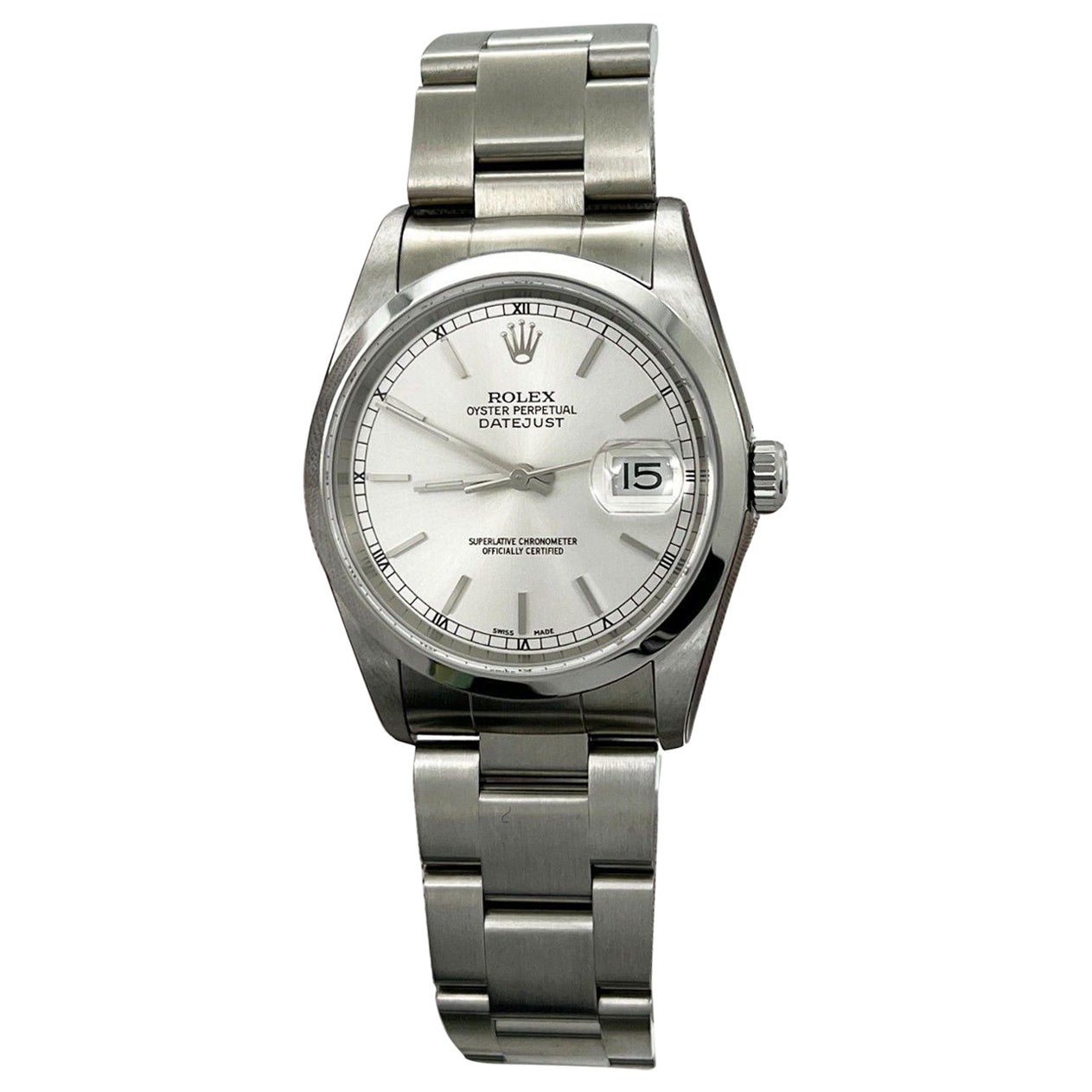 Rolex Datejust 16200 Silver Dial Stainless Steel Box Paper 2005 For Sale