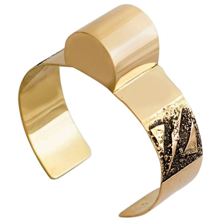 Larry Golsh Native American Gold Cuff Bracelet at 1stdibs