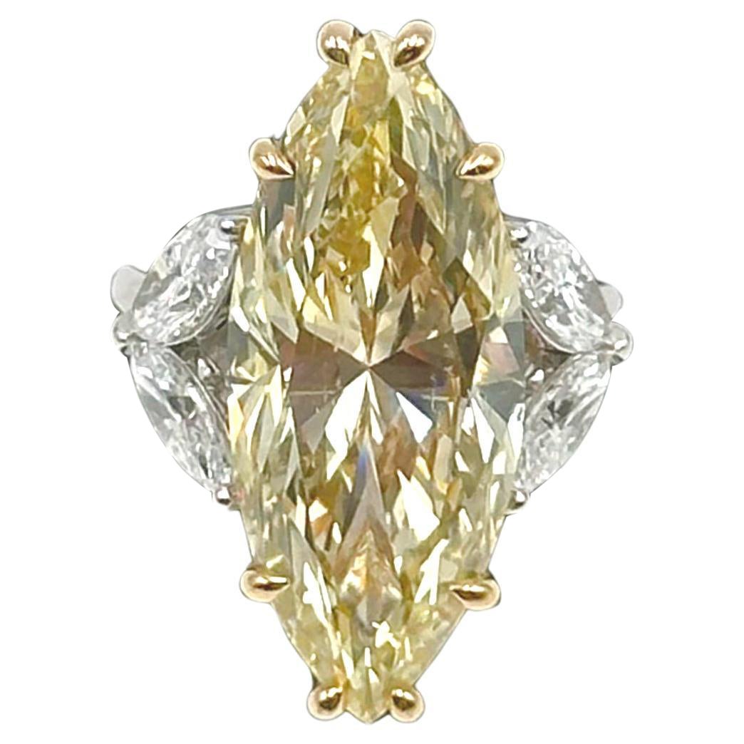 GIA Cert 10 Marquise Brilliant Cut Diamond Ring Set 18K White Gold For Sale