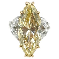 GIA-zertifizierter 10 Marquise-Diamantring aus 18 Karat Weißgold mit Brillantschliff