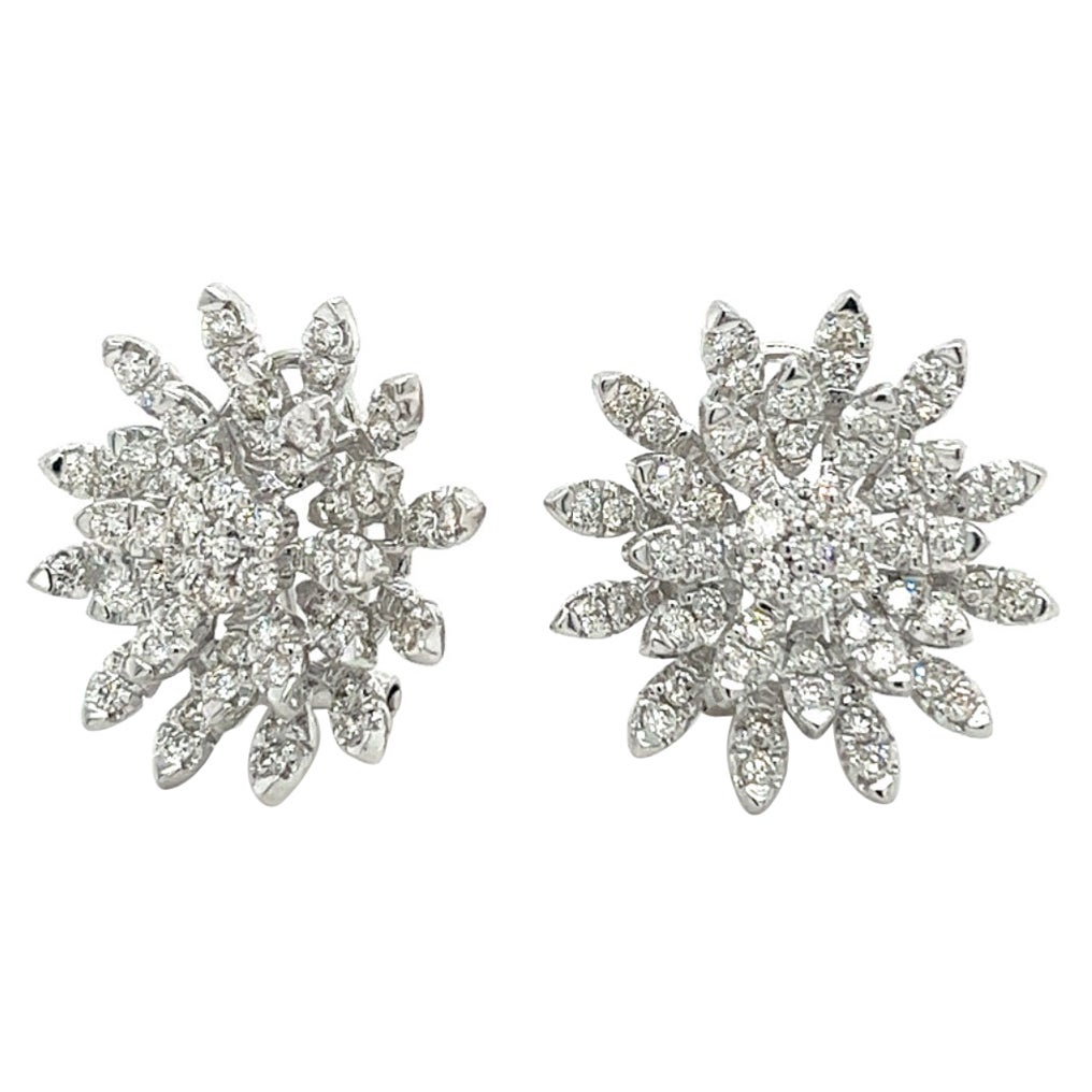 Boucles d'oreilles flocon de neige en or blanc 18K avec diamants